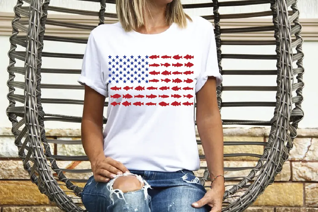 1511 USA Fish Flag DTF/Sublimation Transfer