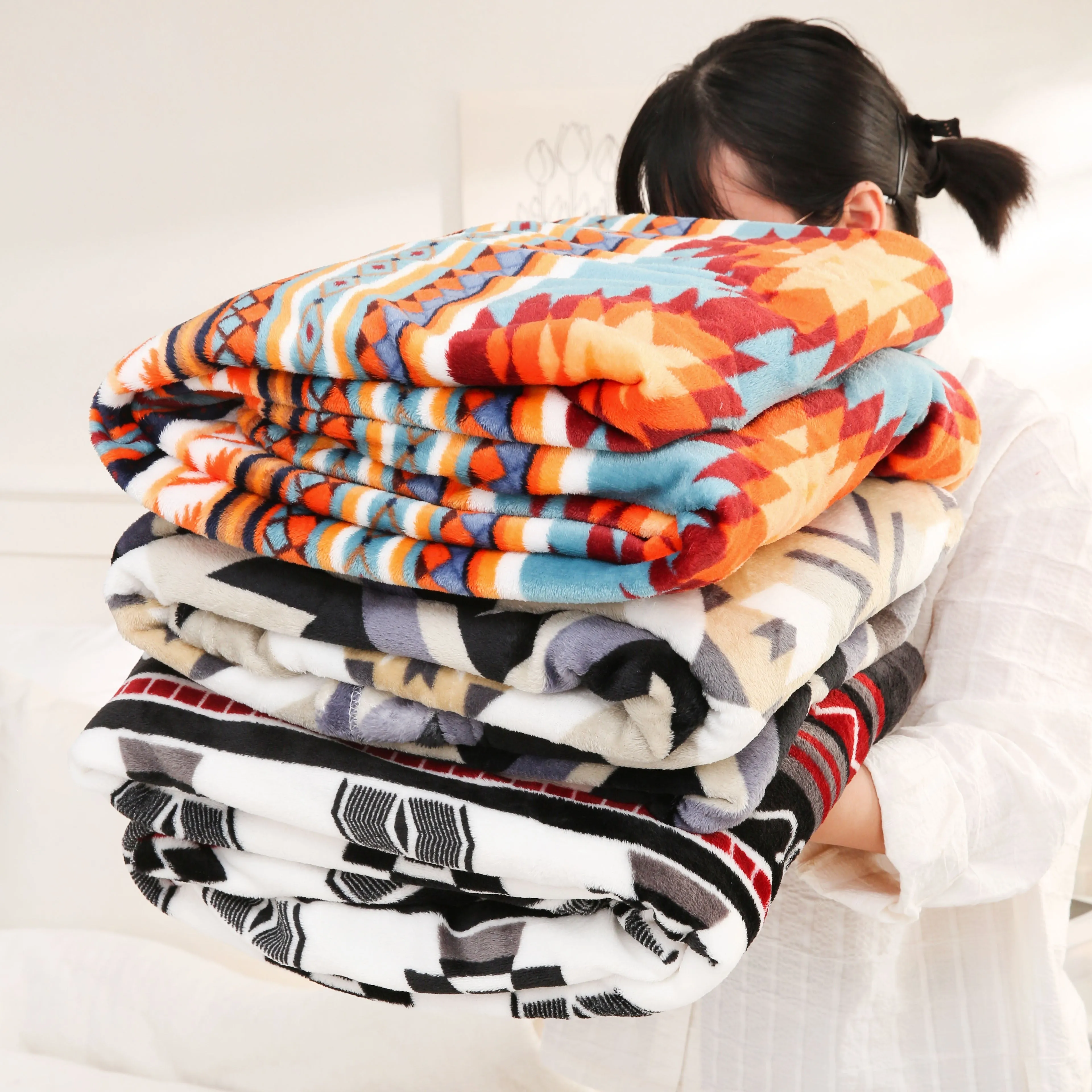 1pc 200gsm Blanket  Southwestern Flannel Blanket, Soft Warm Throw Blanket Nap Blanket For Couch Sofa Office Bed Camping Travel, 