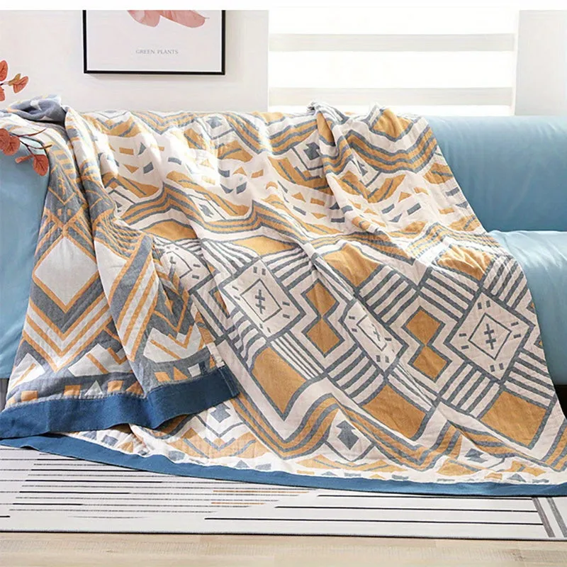 1pc Cotton Five-layer Gauze Towel Quilt Throw Blanket Sofa Blanket Summer Cooling Quilt Lunch Break Blanket, Multi-functional So