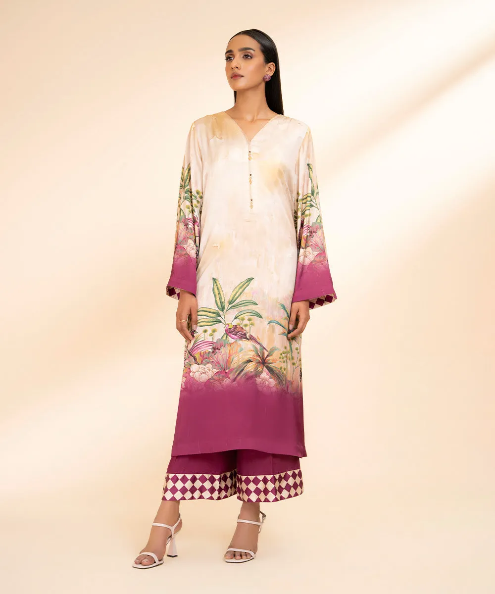 2 Piece - Printed Silk Suit