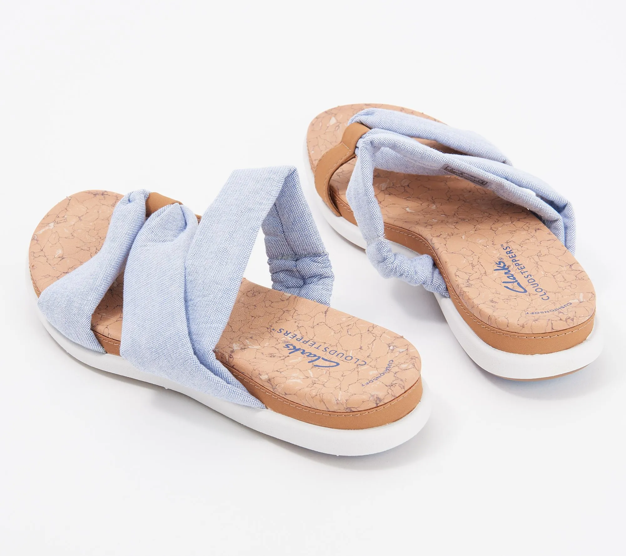 "As Is" Clarks Cloudsteppers Linens Slide Sandals - Eliza Skip