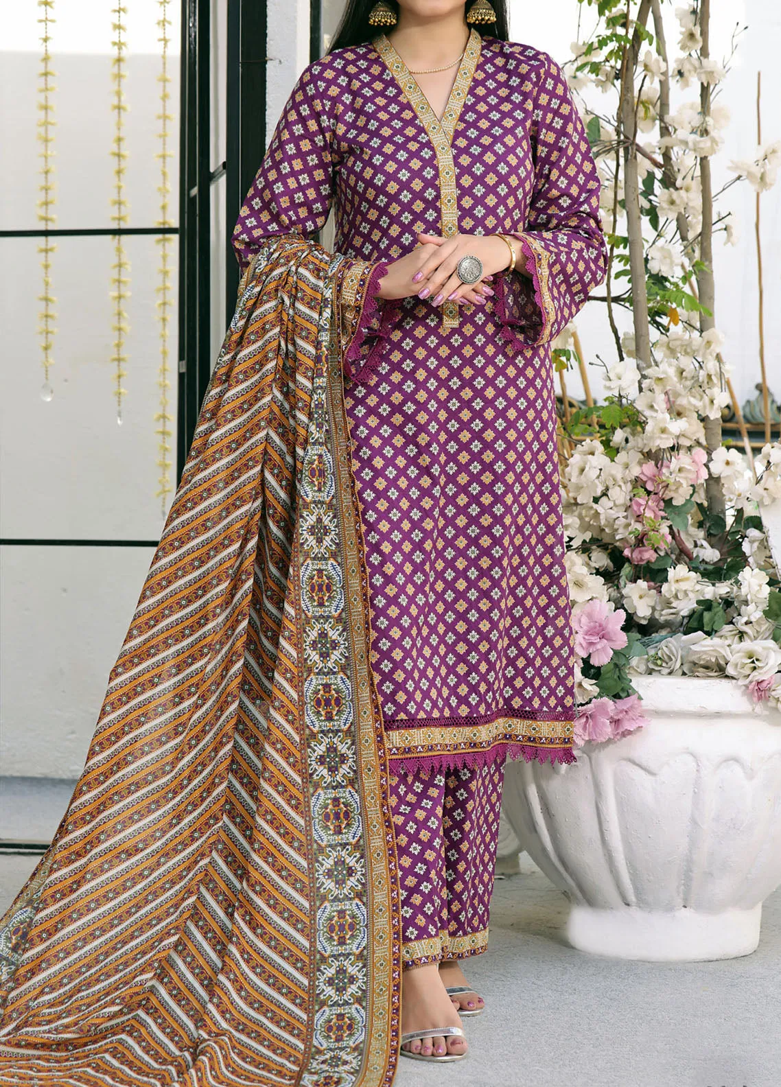 Aiza & Momina By VS Textile Printed Lawn 3 Piece Unstitched Suit VST24A&M V2 D-313