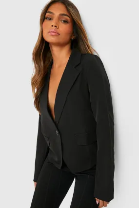 Basic Woven Single Breasted Fitted Blazer