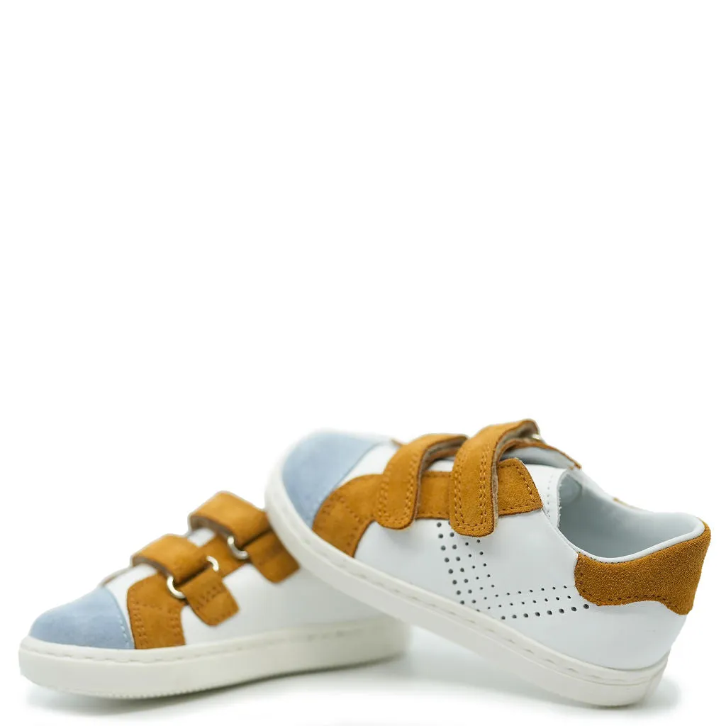 Beberlis White and Brown Velcro Baby Sneaker