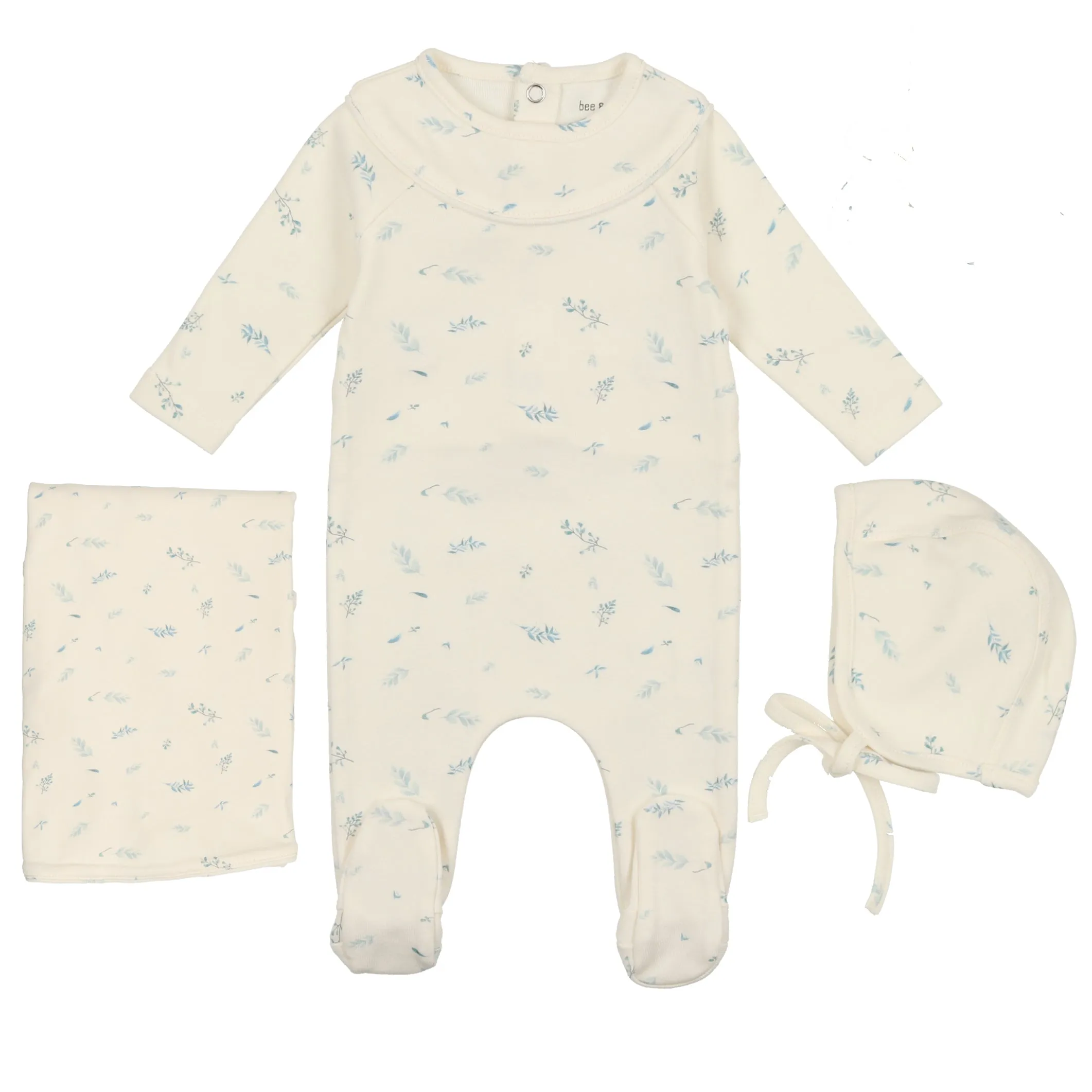 Bee & Dee Boy Floral Print Yoke Layette Set