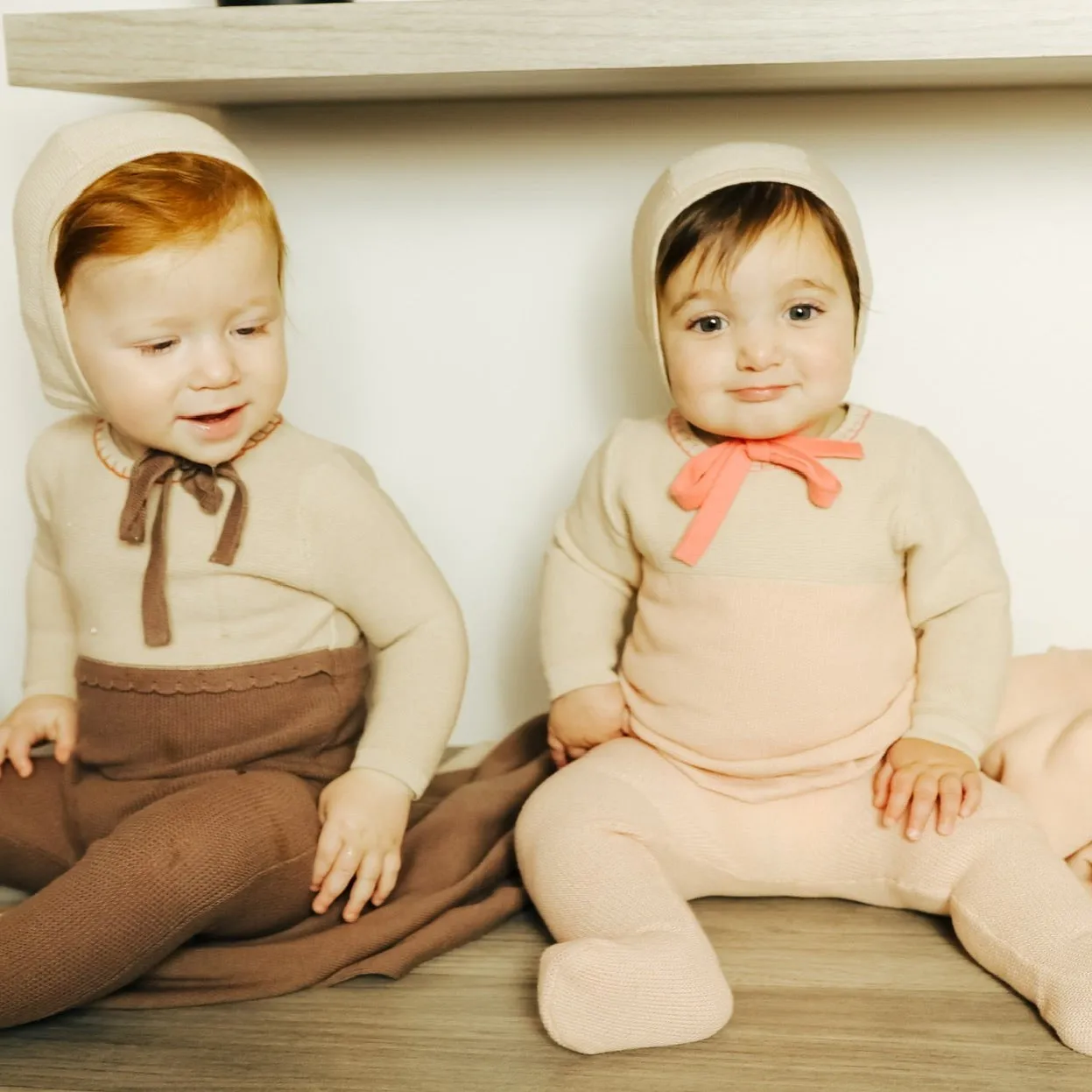 Bee & Dee Coffee Colorblock Knit Collection Layette Set