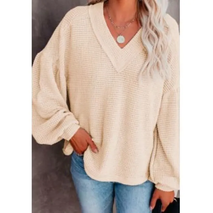 Beige Waffle Weave Top