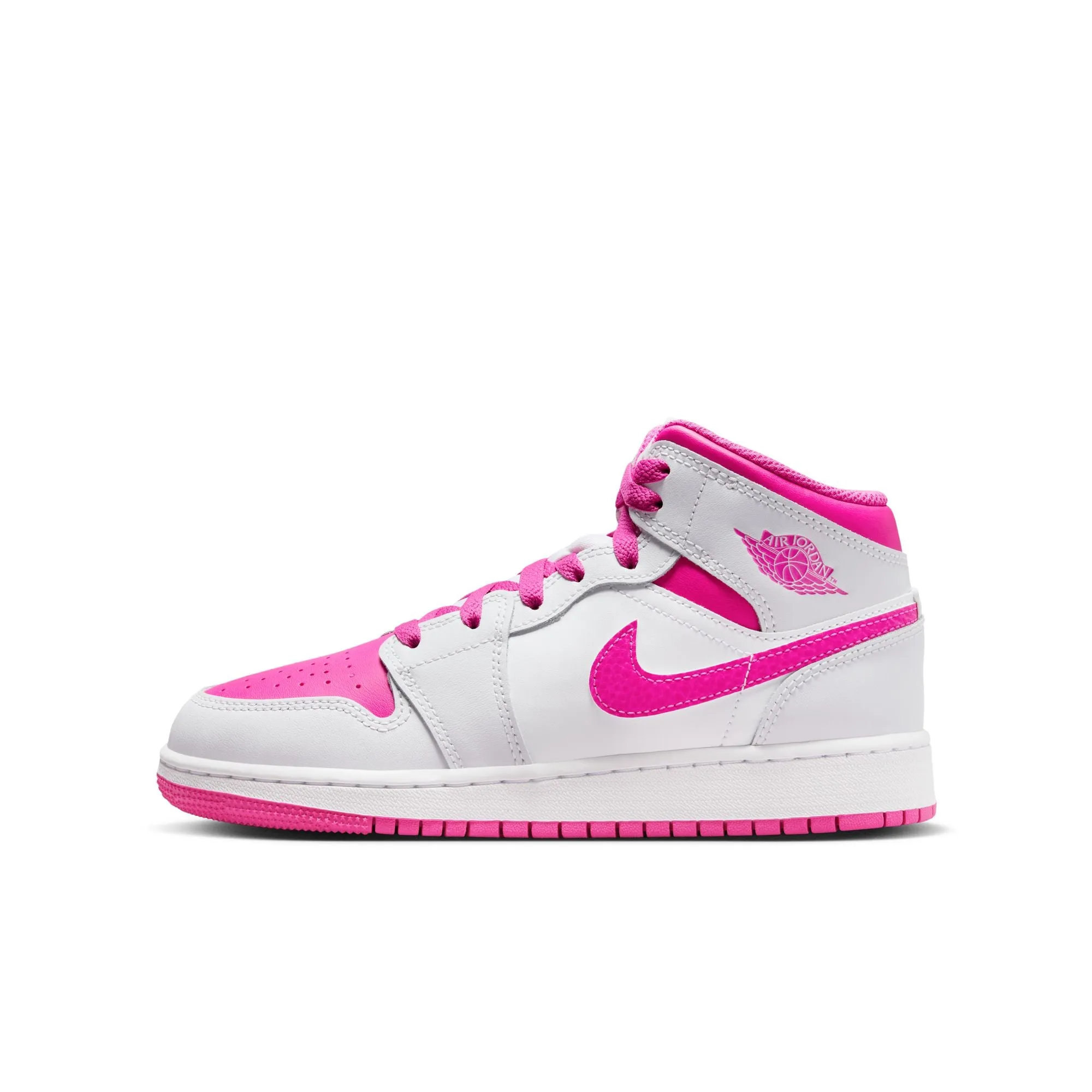 Big Kid's Air Jordan 1 Mid - IRIS WHISPER/FIRE PINK-WHITE