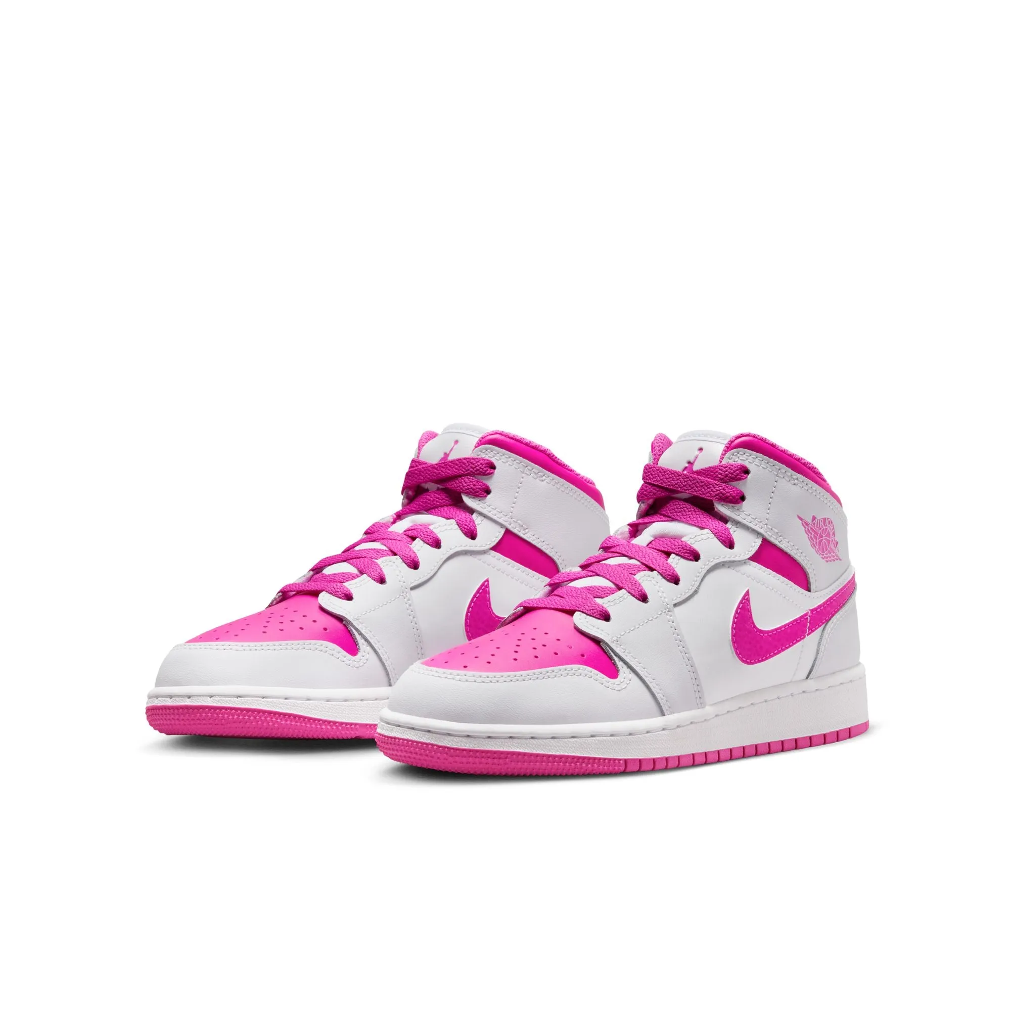 Big Kid's Air Jordan 1 Mid - IRIS WHISPER/FIRE PINK-WHITE