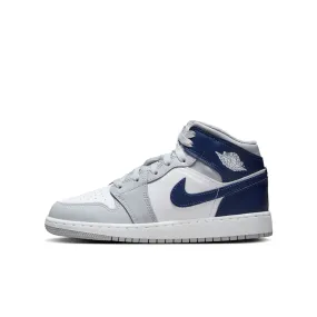 Big Kid's Air Jordan 1 Mid - WHITE/MIDNIGHT NAVY-WOLF GREY