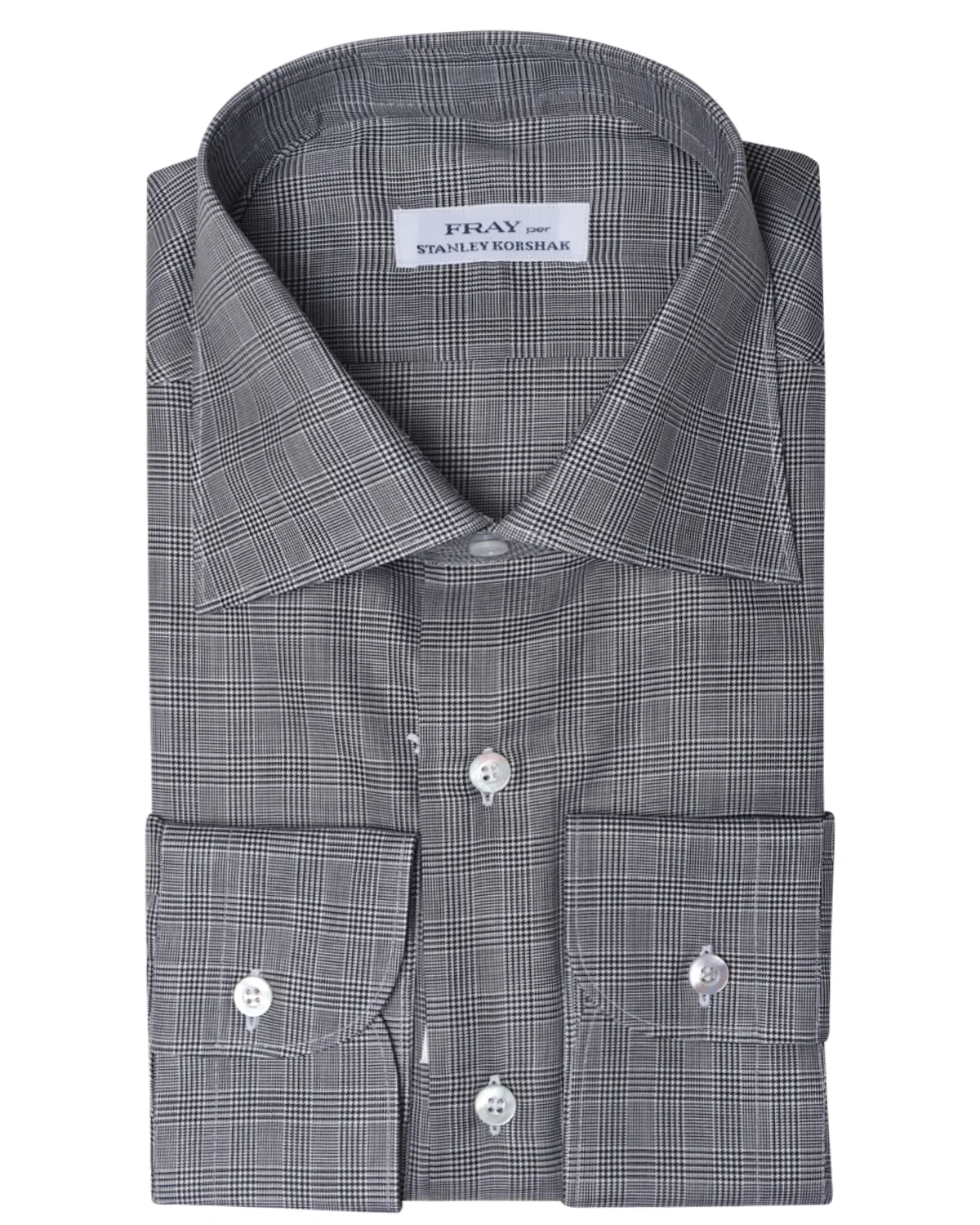 Black and White Windowpane Plaid Cotton Sportshirt