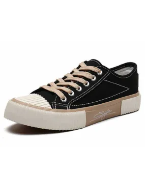 Black signature print lace up canvas shoe sneaker