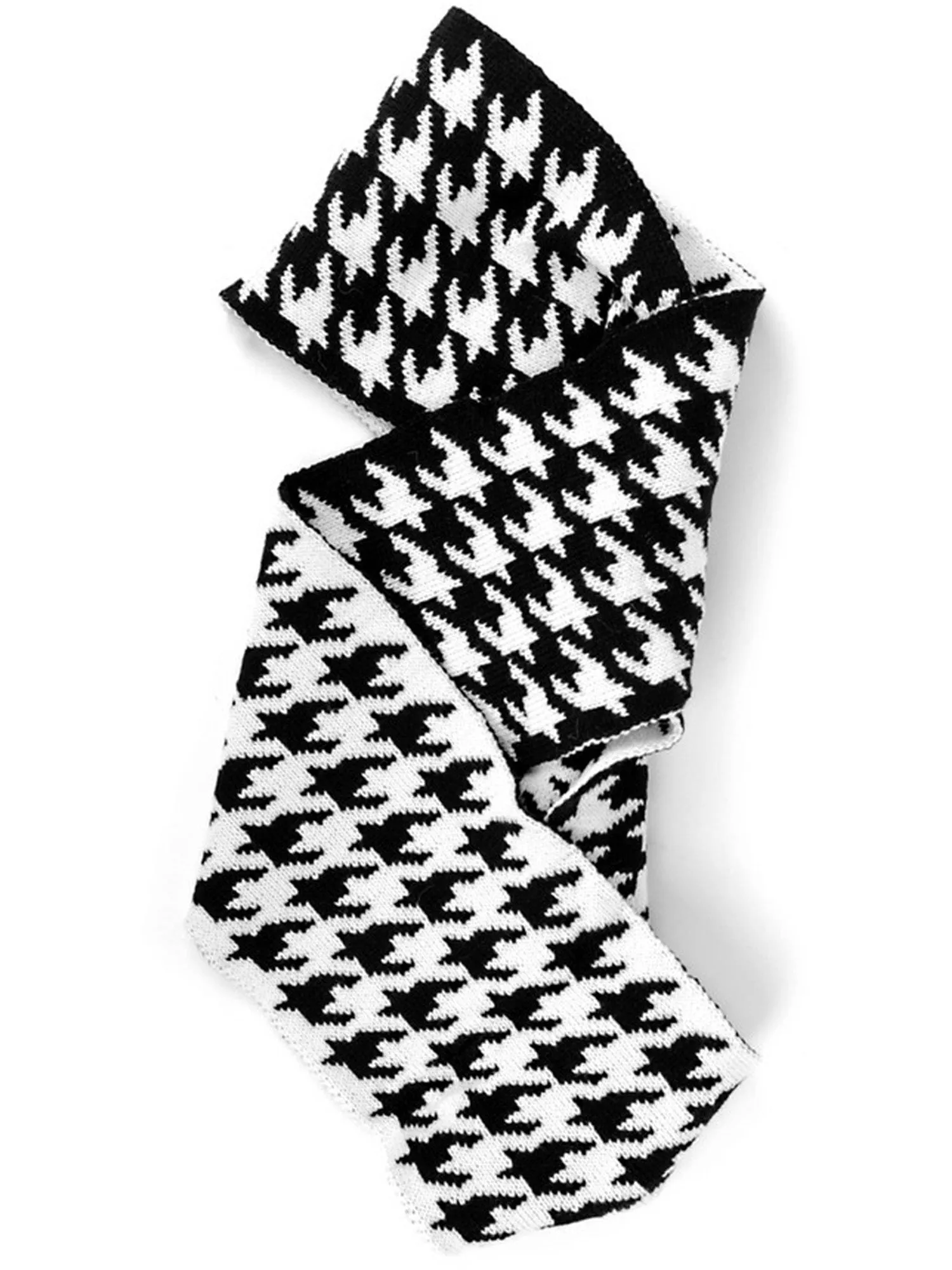 Black White & Red Womens Houndstooth Hat & Scarf Matching Knit Set