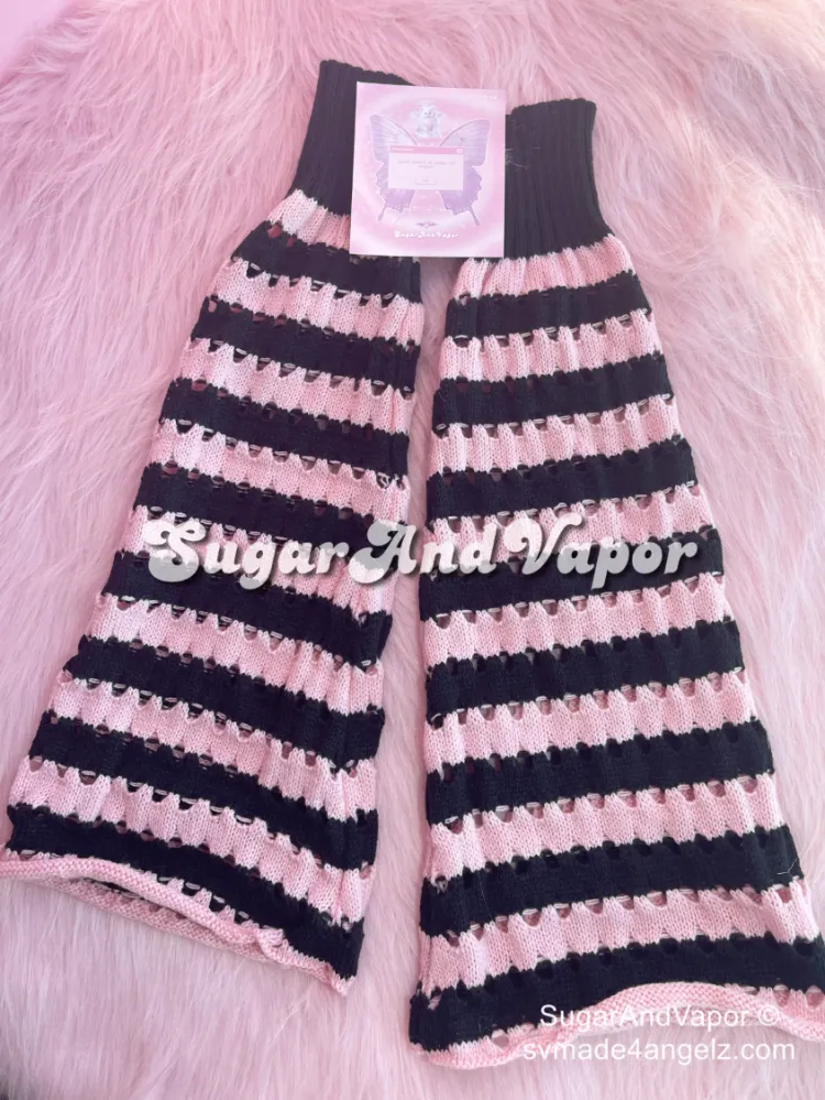 BlackPink Stripes Knitted Flared Leg Warmers