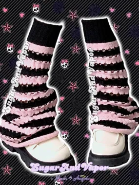 BlackPink Stripes Knitted Flared Leg Warmers