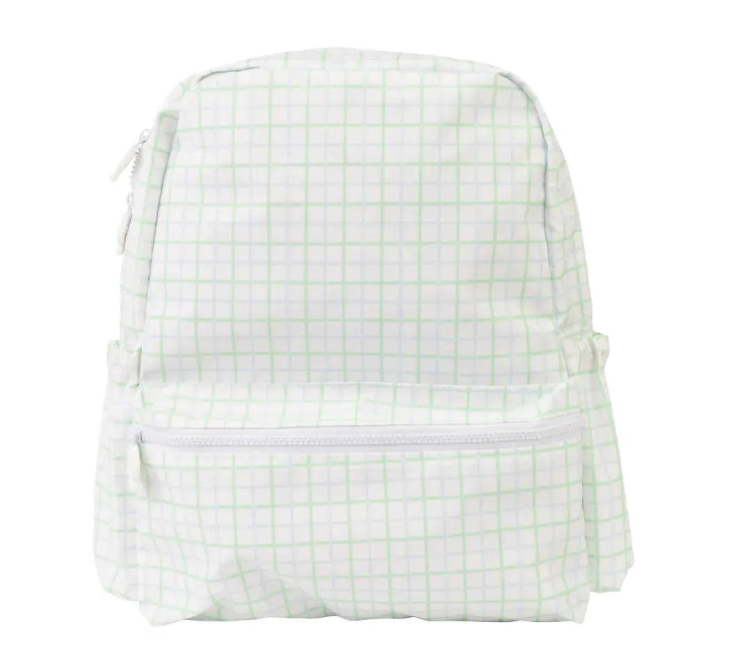 Blue and Green Windowpane Small Backpack