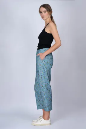 Blue-Botanical Printed Cotton TOYAH Pant