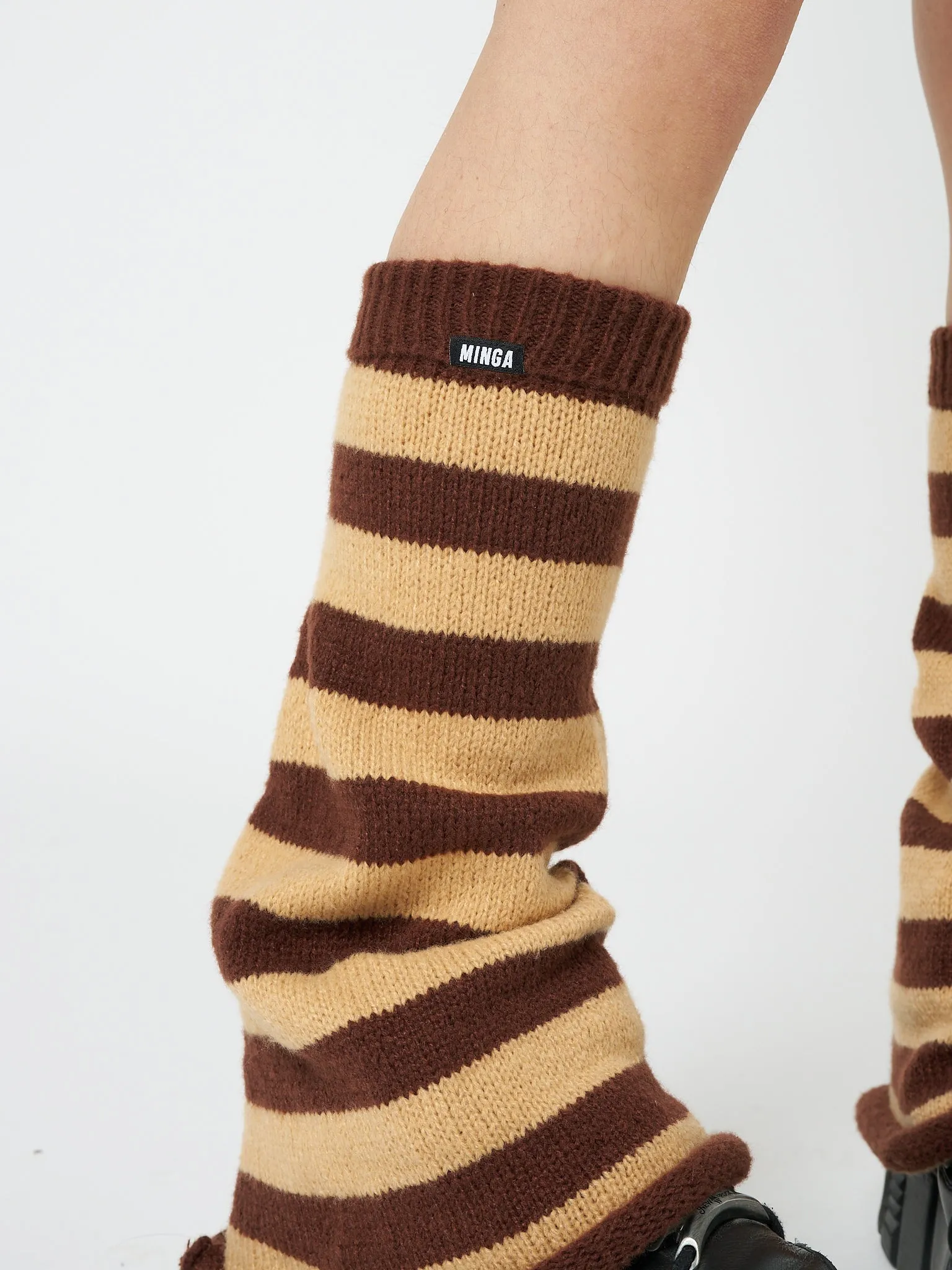 Brown & Honey Striped Flare Leg Warmers