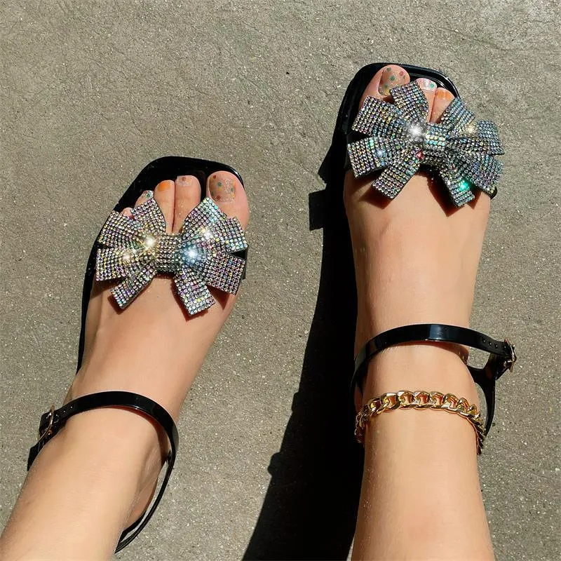 Casual Patchwork With Bow Rhinestone Square Comfortable Out Door Shoes