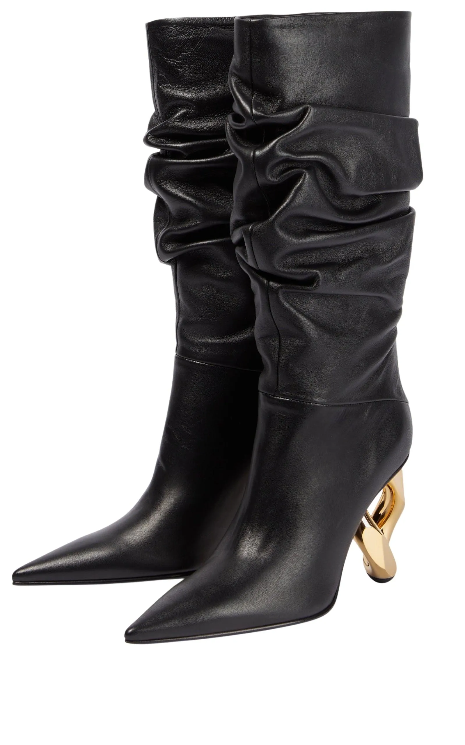 Chain Leather Heeled Boots