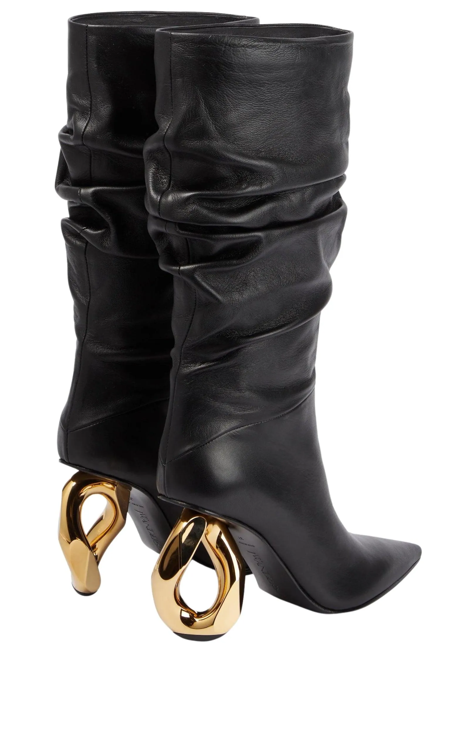 Chain Leather Heeled Boots