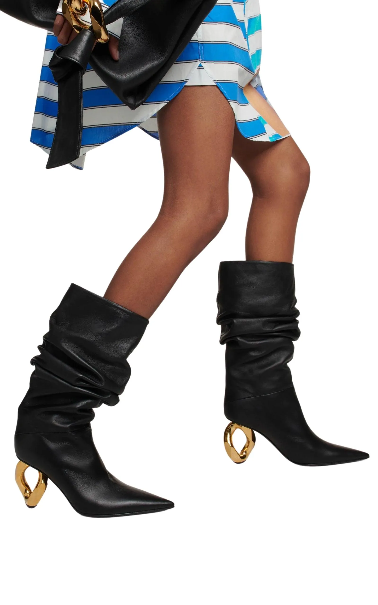 Chain Leather Heeled Boots