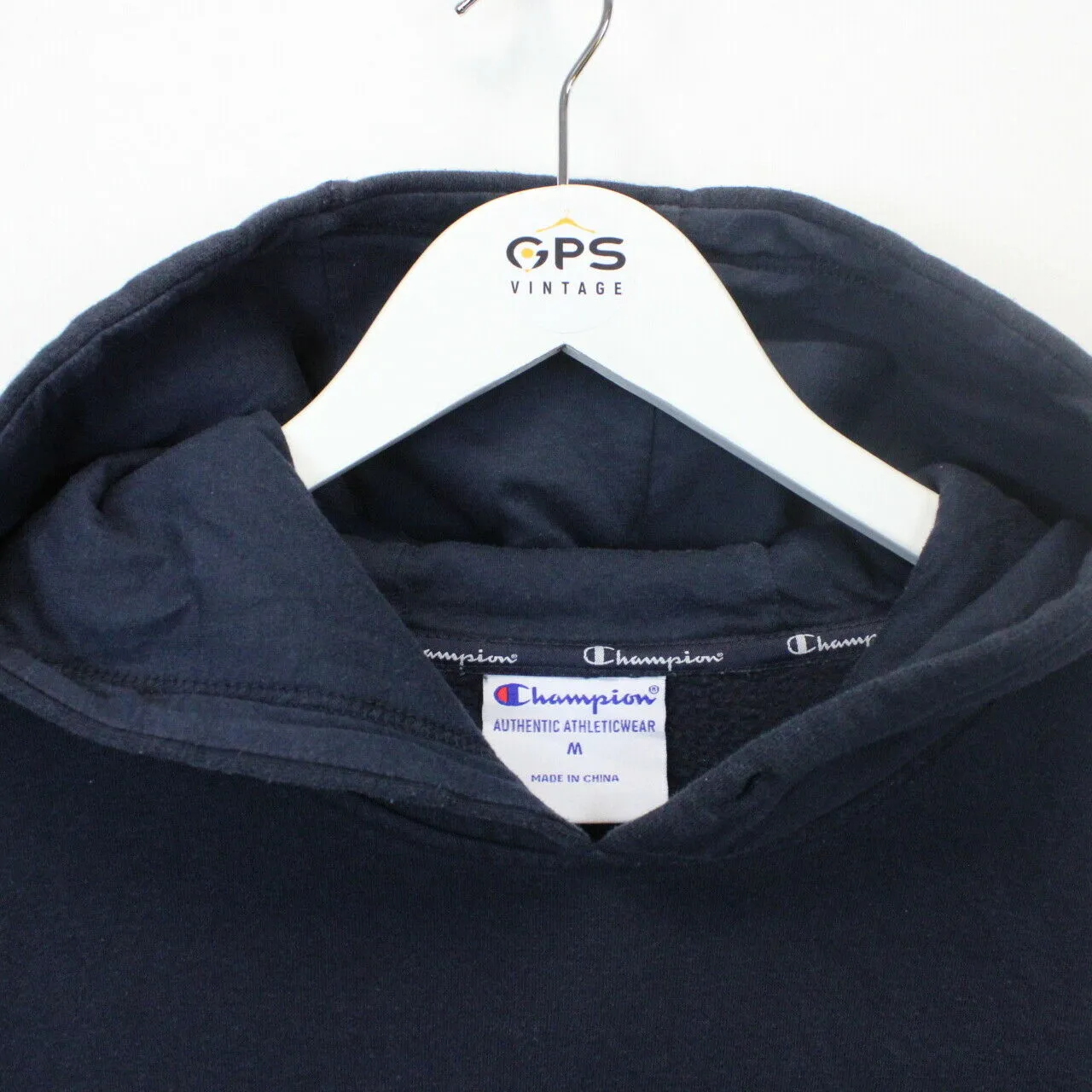 CHAMPION 00s Hoodie Navy Blue | Medium