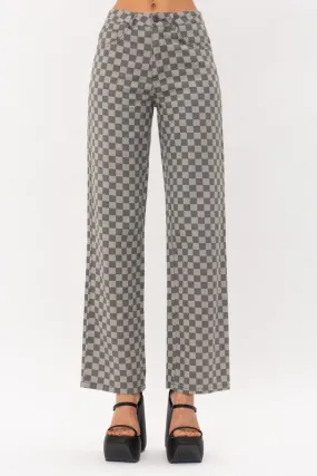 Checkered Straight Leg Jeans