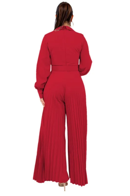 Chic Vintage Lapel Long Sleeve Pleated Loose Sports Suit 3XL B-79223