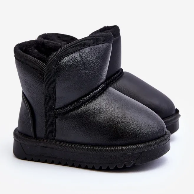 Children's Eco Leather Snow Boots Black Husalta