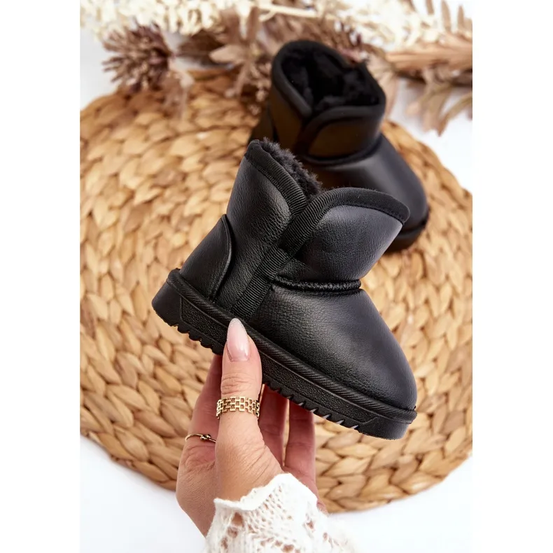 Children's Eco Leather Snow Boots Black Husalta