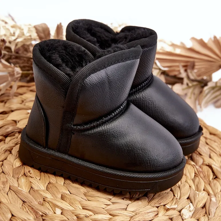 Children's Eco Leather Snow Boots Black Husalta