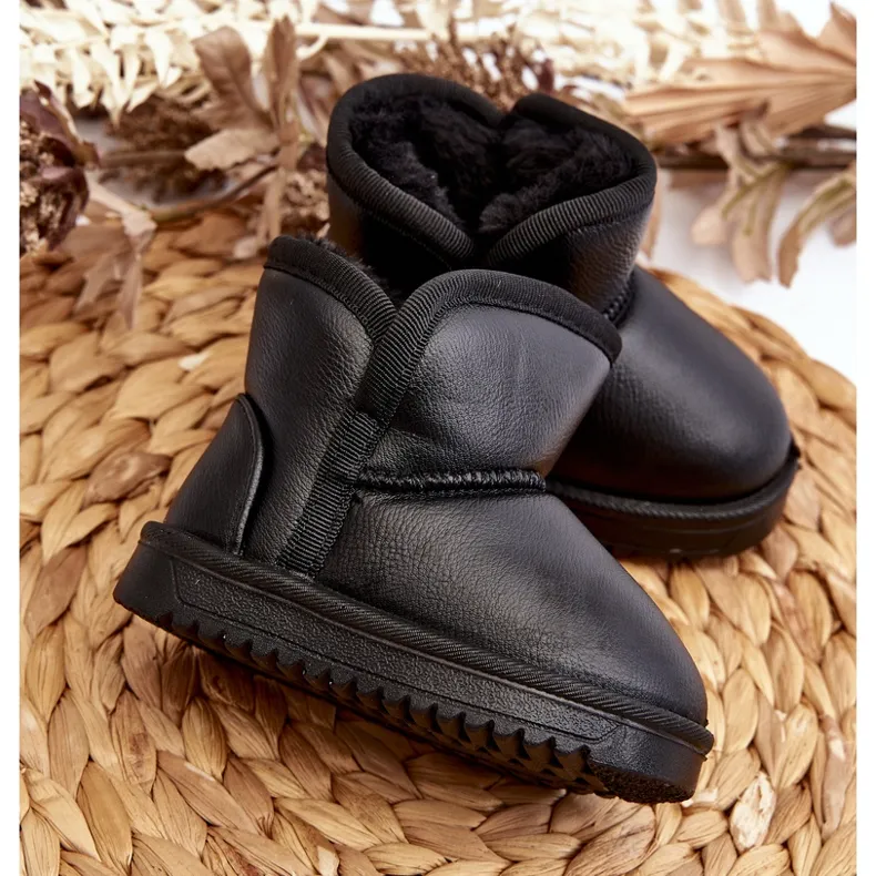 Children's Eco Leather Snow Boots Black Husalta