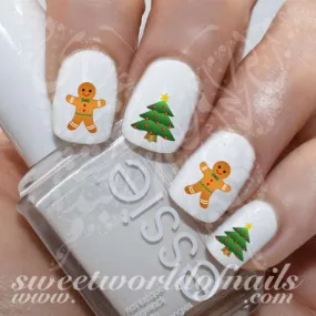 Christmas Nail Art Gingerbread man Christmas Tree Nail Water Decals Water Slides