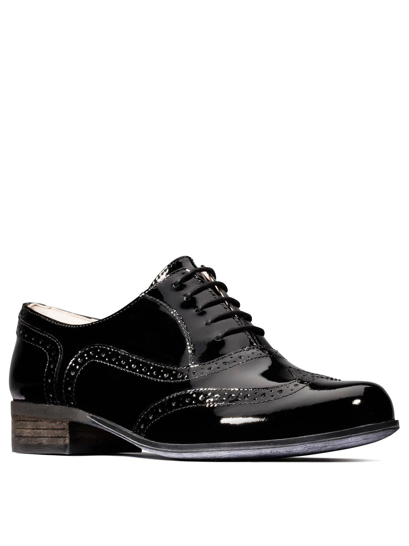 Clarks Hamble Oak Wide Fit Brogue - Black Patent