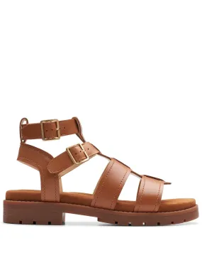 Clarks Orinoco Cove Leather Gladiator Sandals - Tan