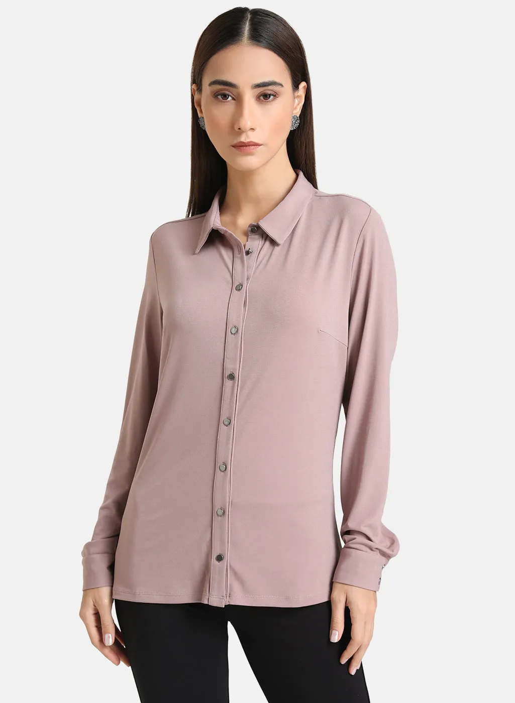 Classic Stretch Shirt With Back Cowl