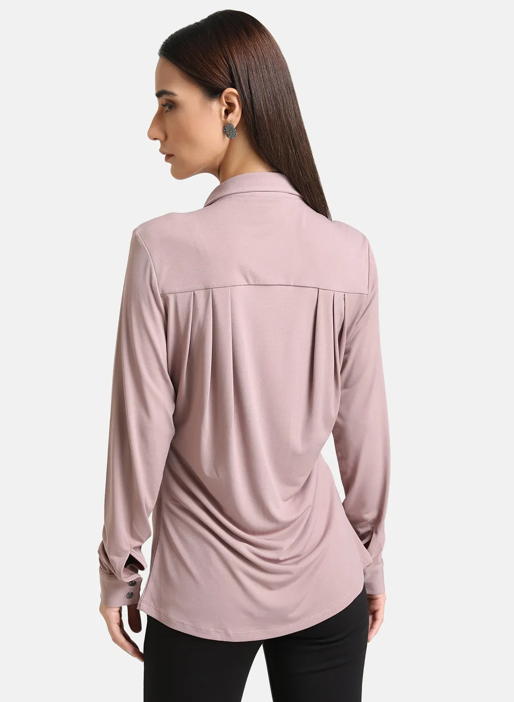 Classic Stretch Shirt With Back Cowl