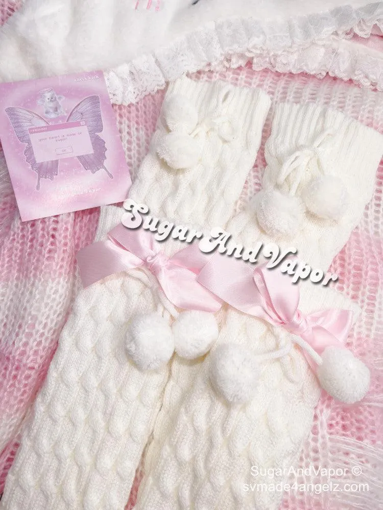 Cute Pink Bowknots Knitted Leg Warmers