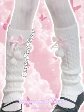 Cute Pink Bowknots Knitted Leg Warmers