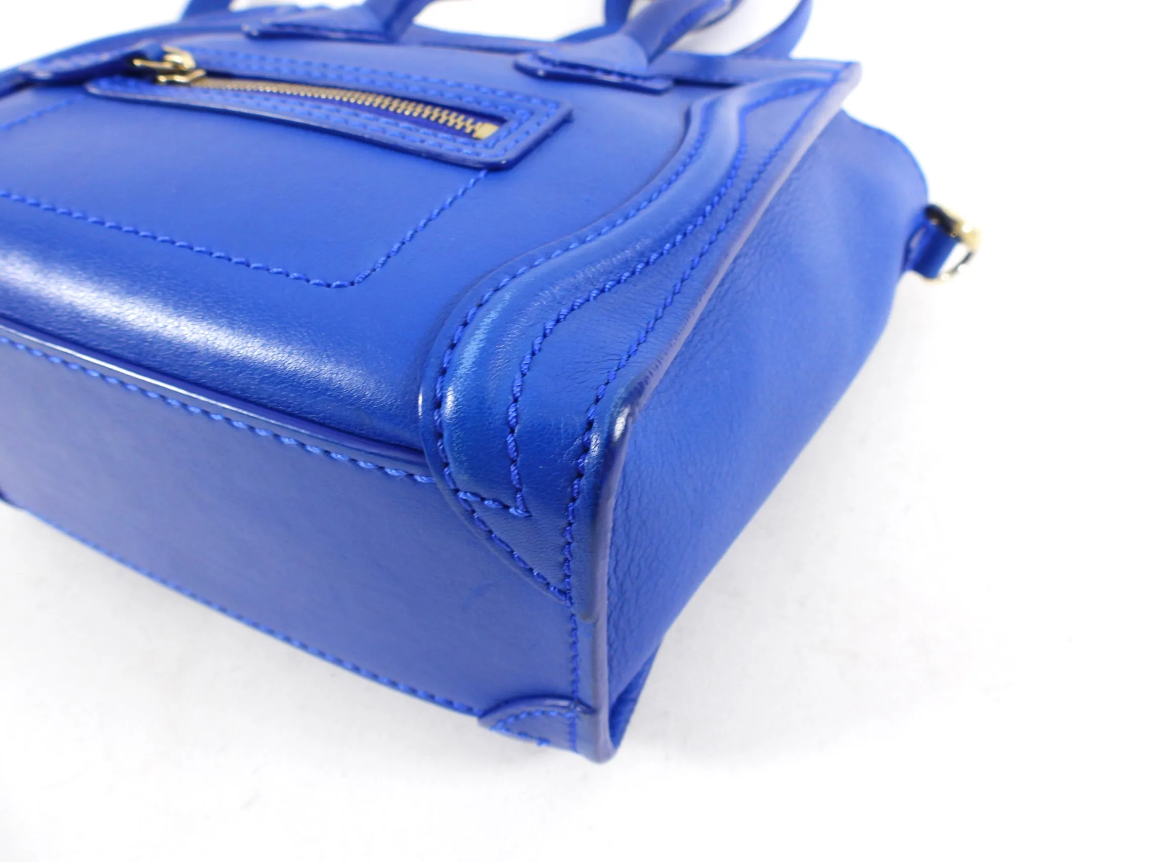 Céline Blue Leather Nano Luggage Tote Crossbody Bag