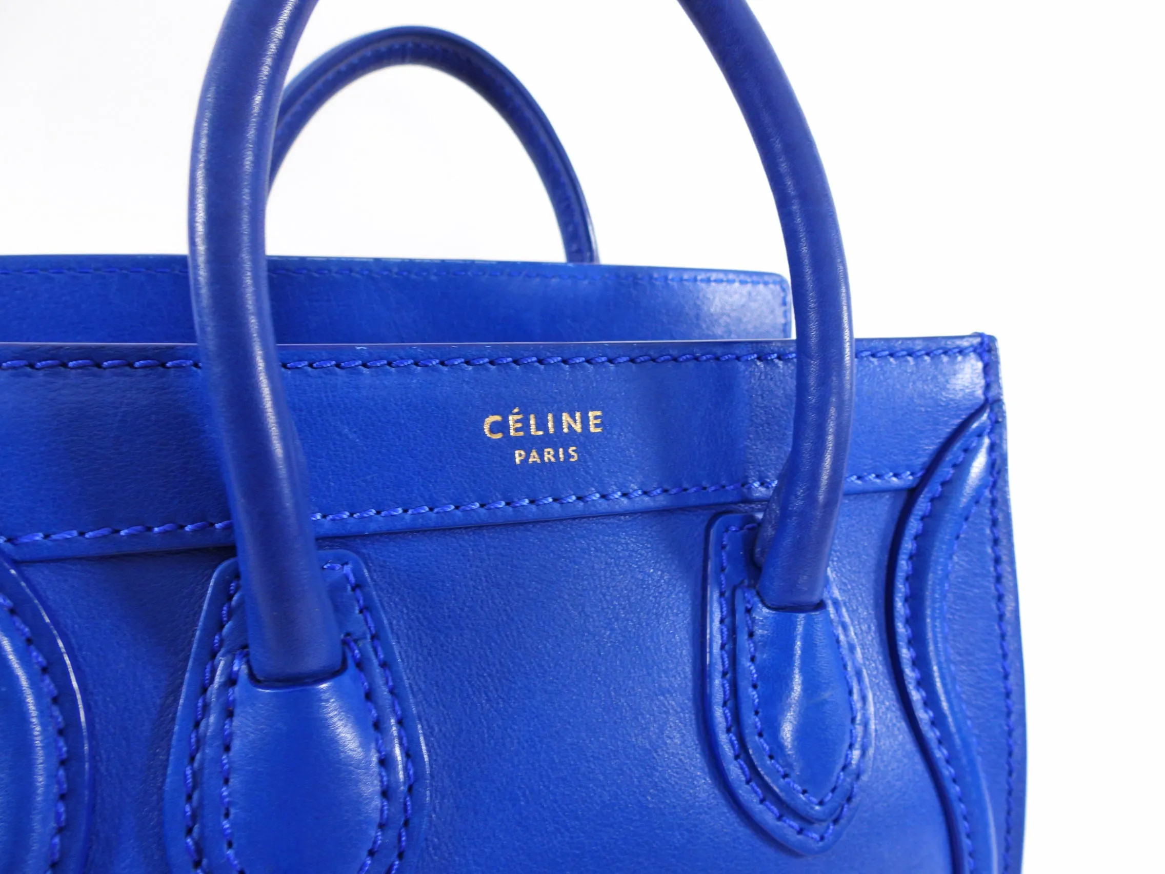 Céline Blue Leather Nano Luggage Tote Crossbody Bag