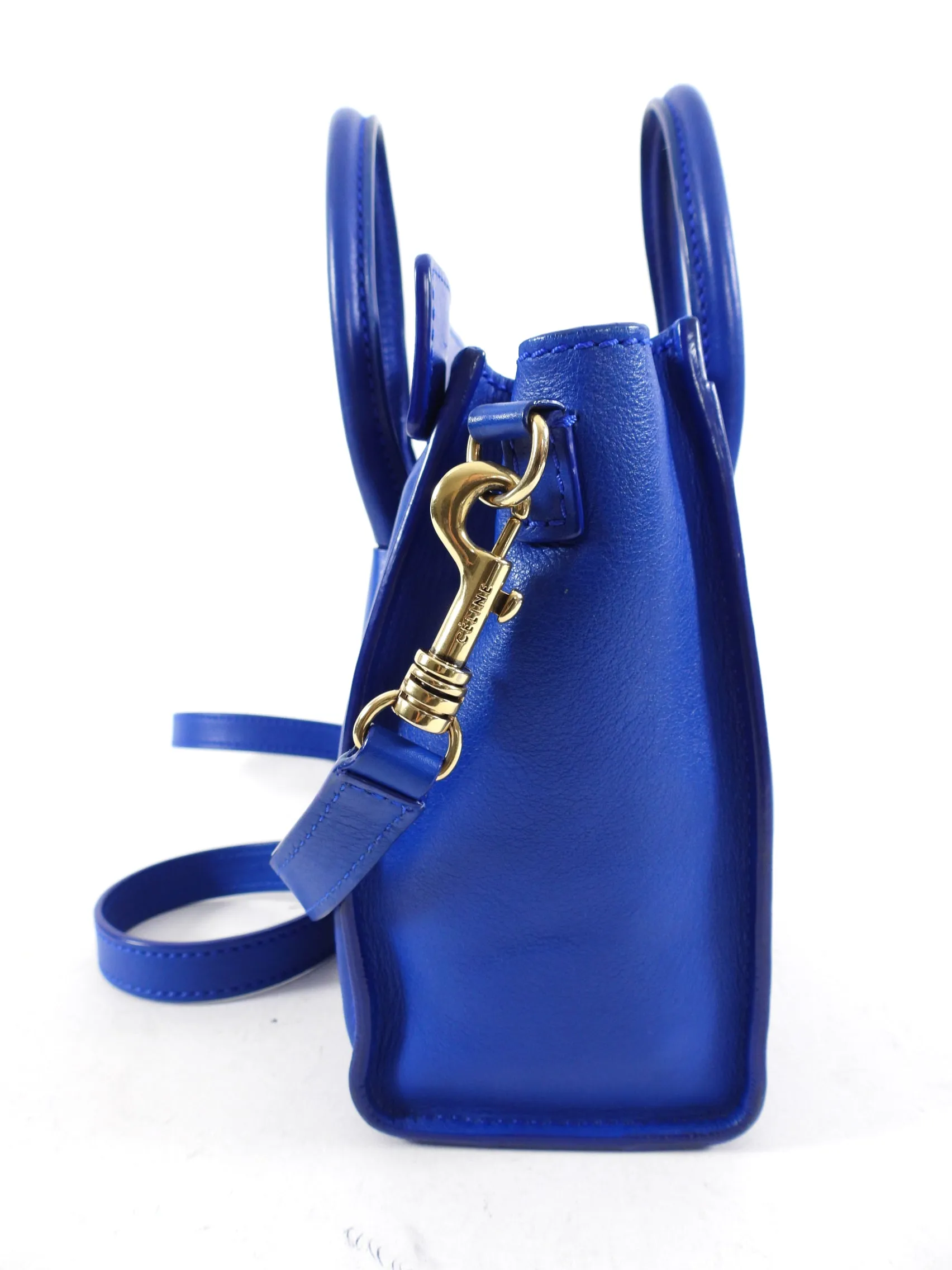 Céline Blue Leather Nano Luggage Tote Crossbody Bag