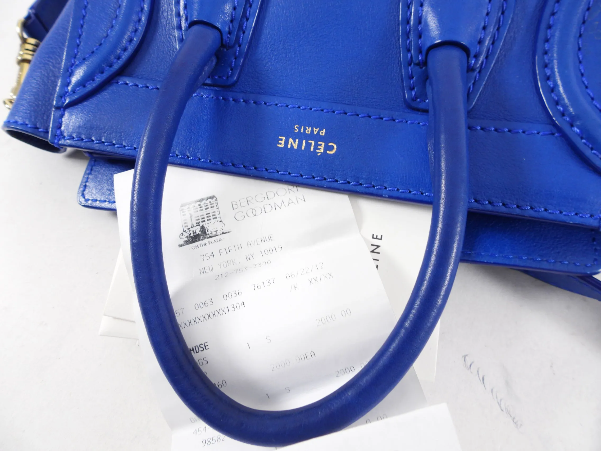 Céline Blue Leather Nano Luggage Tote Crossbody Bag