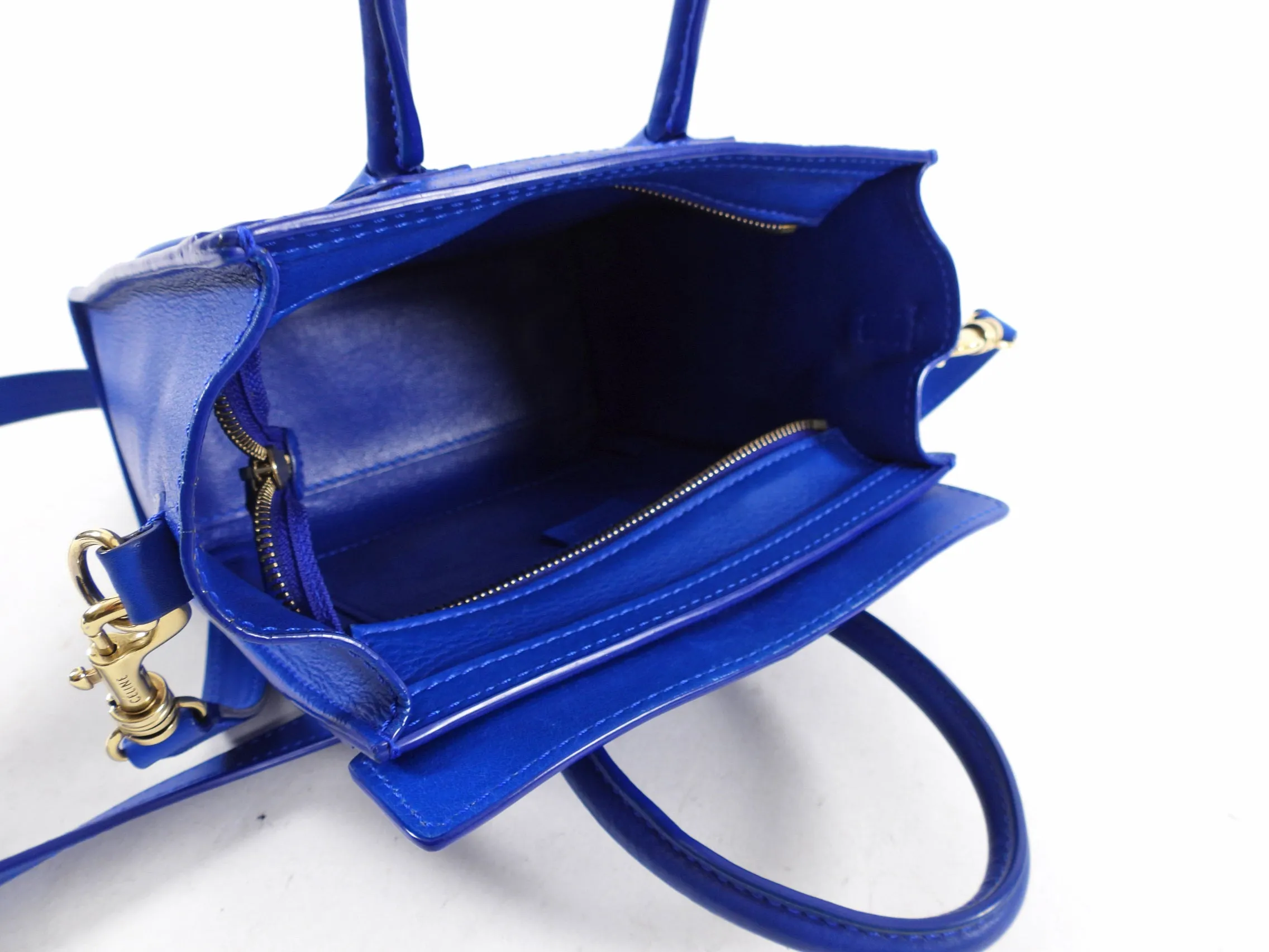 Céline Blue Leather Nano Luggage Tote Crossbody Bag