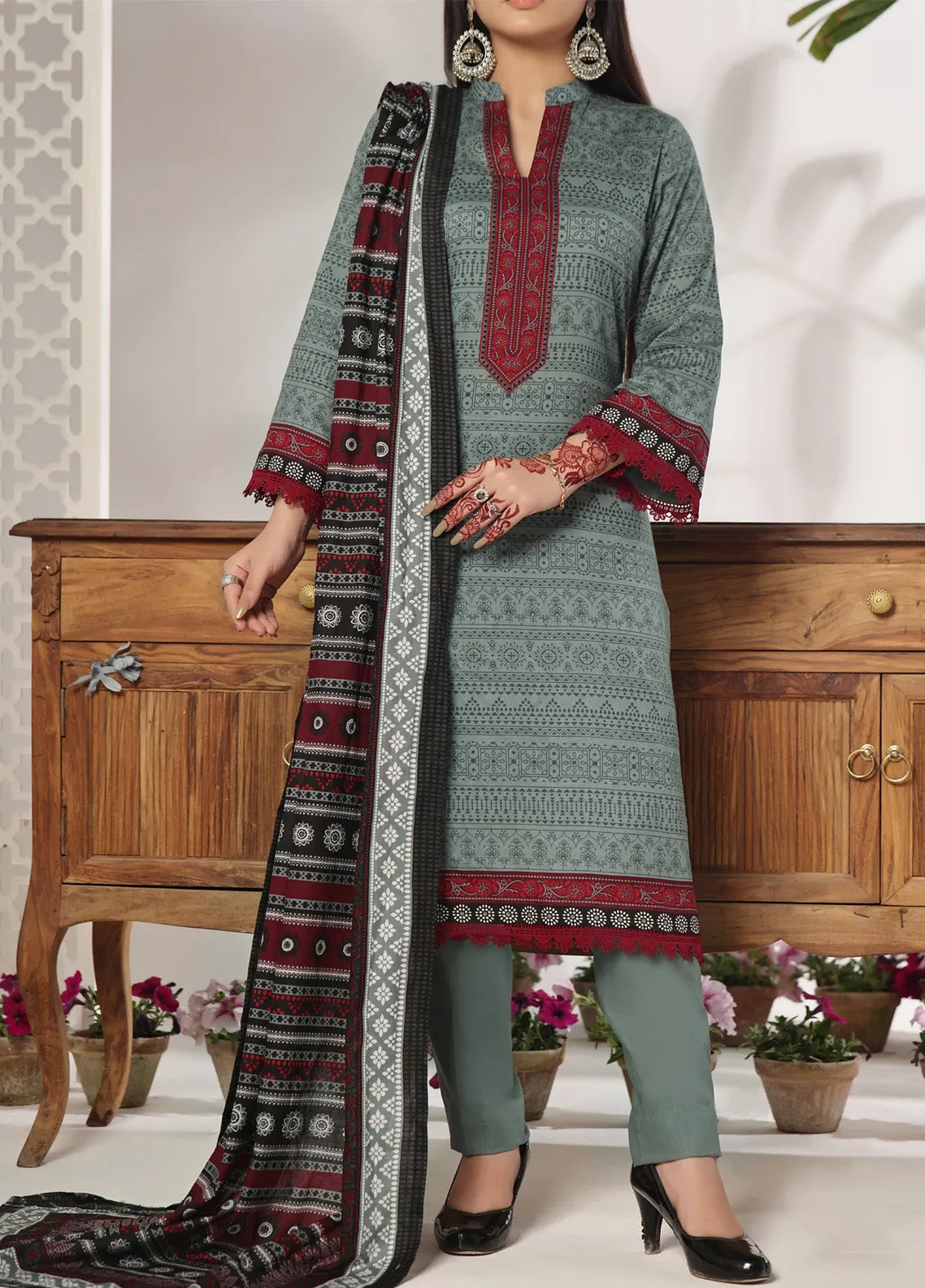 Daman by VS Textile Printed Lawn 3 Piece Unstitched Suit VT24PL-2916B