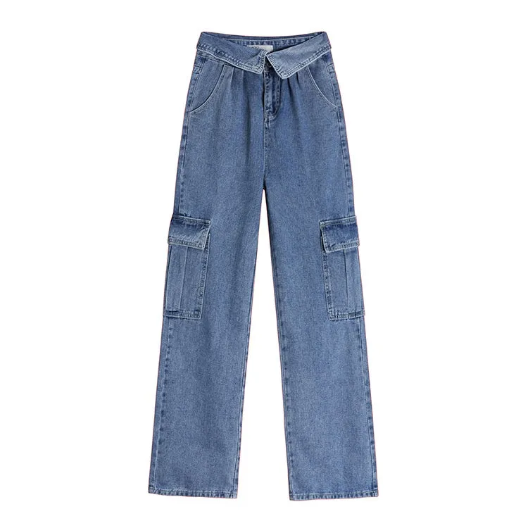 Denim Waist Flap Jeans