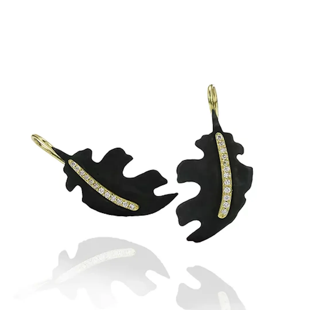 Diamond Oak Leaf Earrings