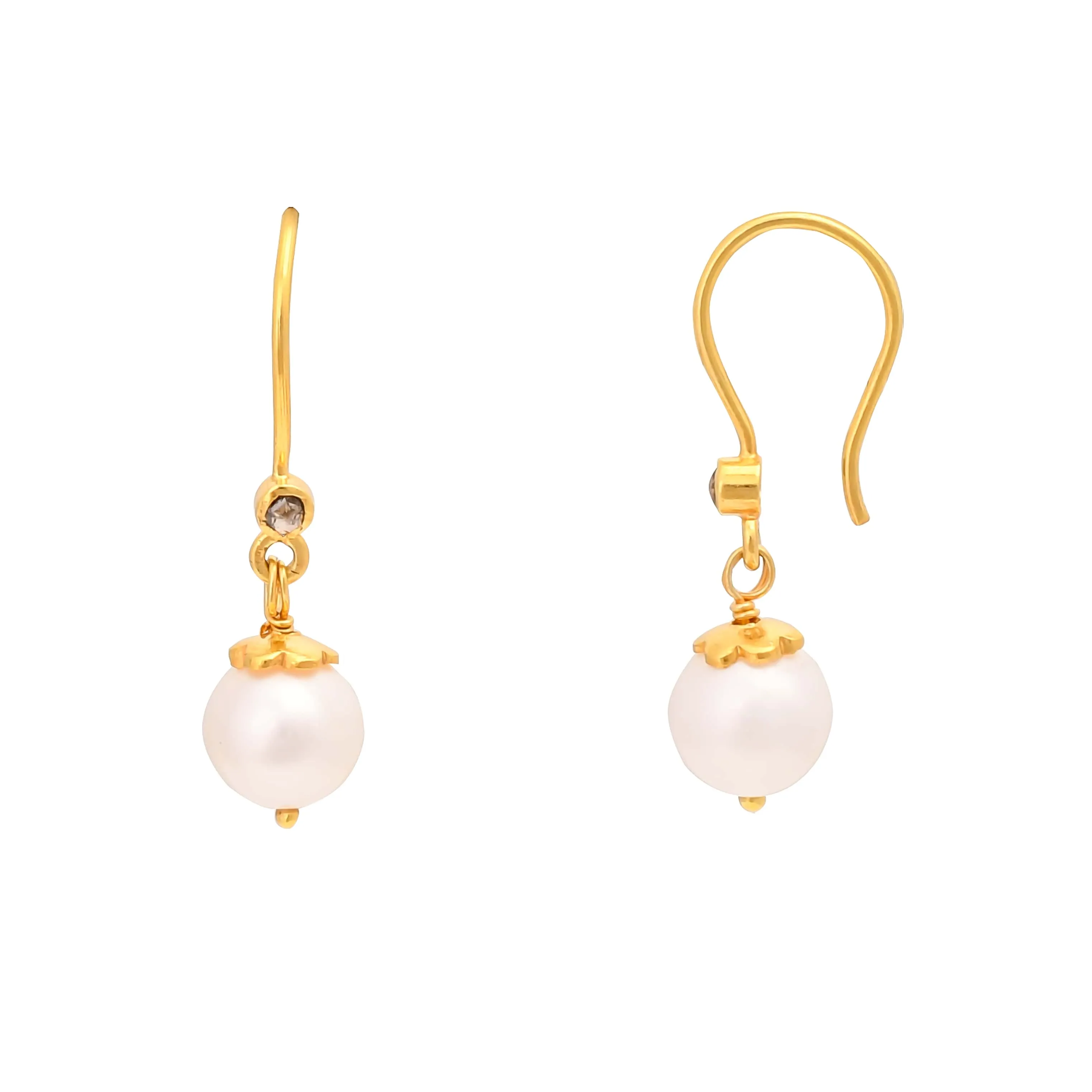 Diamond Pearl Drop Earrings