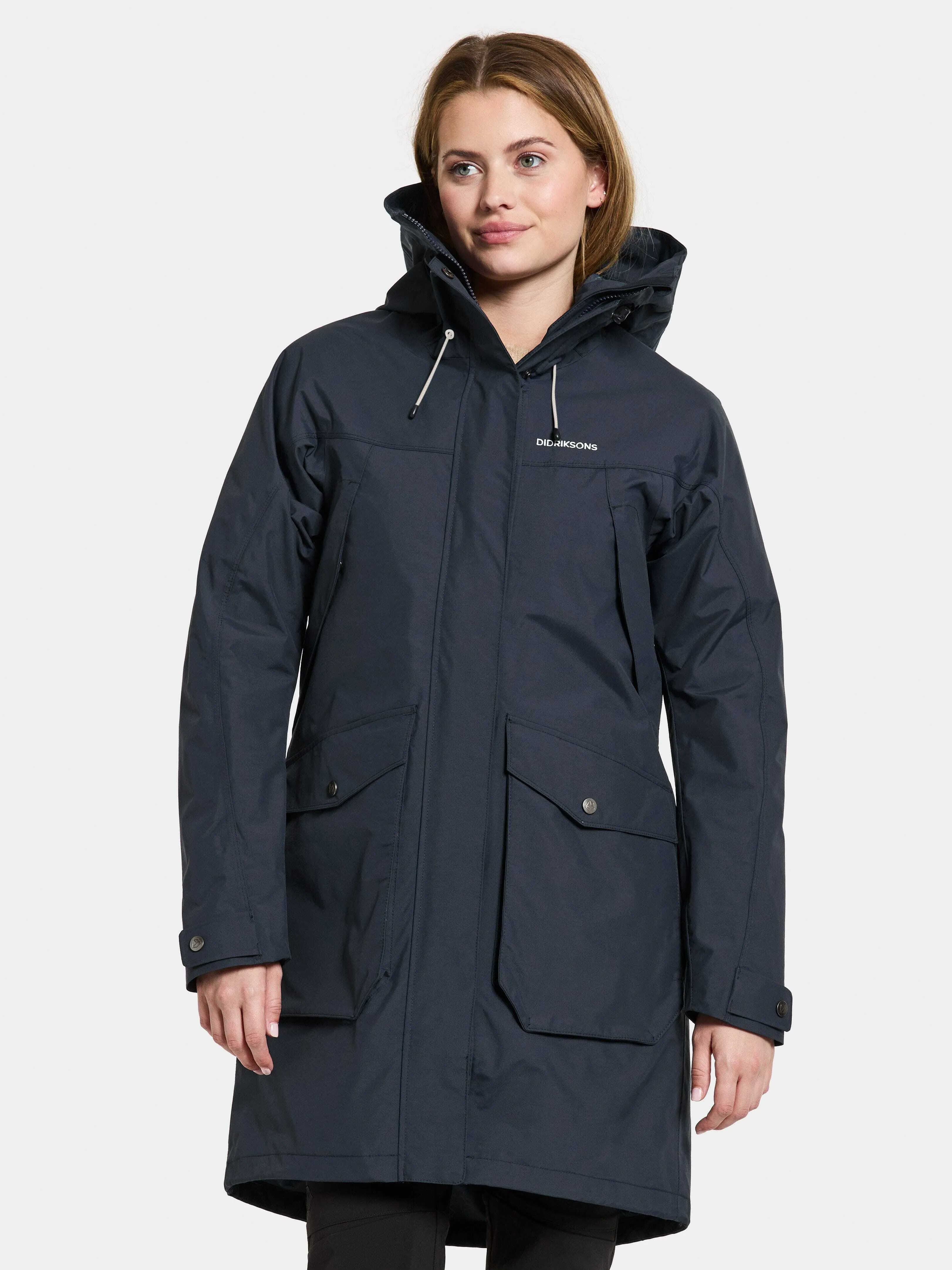 Didriksons Womens Thelma Parka - Recycled fibers & polyamide, Dark Night Blue / 36